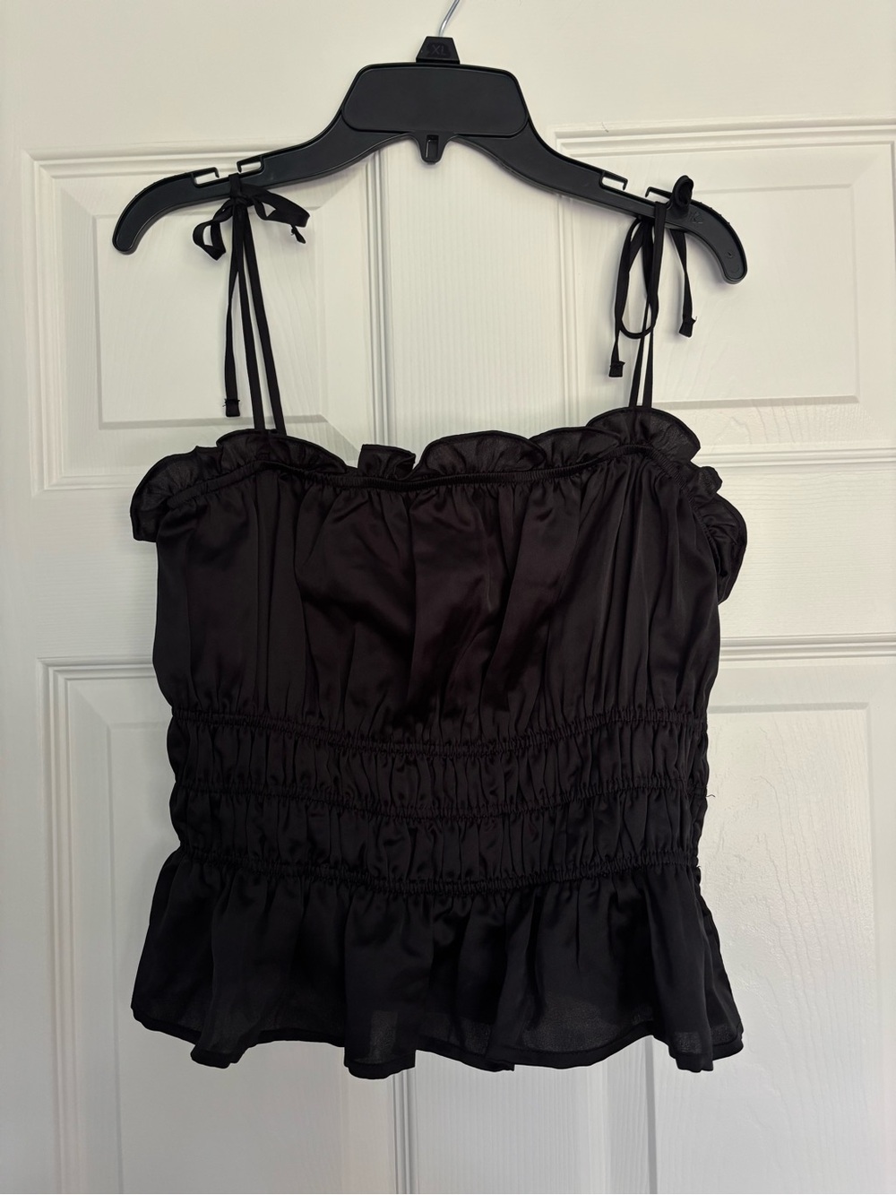 Francesca's Collections Black Smocked Tie-Shoulder Camisole